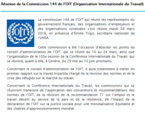 Réunion de la Commission 144 de l’OIT