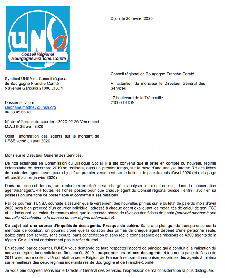 [UNSA] Mise à jour des primes des agents en avril 2020, l’UNSA demande des précisions !