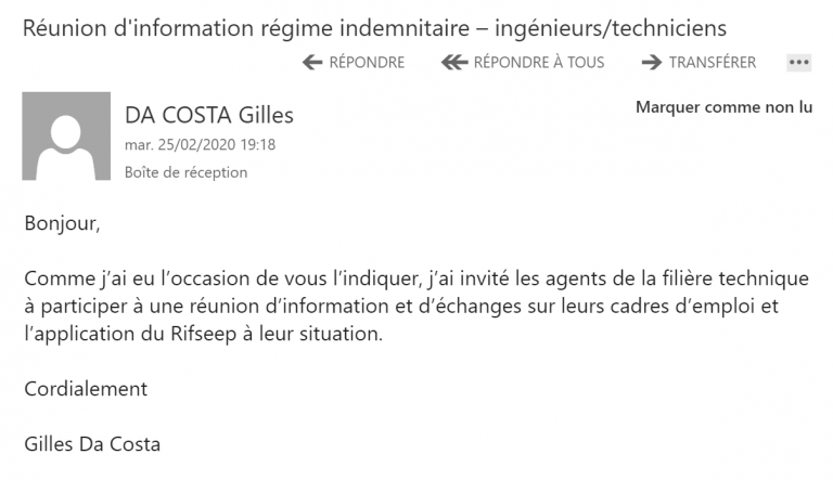 [UNSA] Réunion DGS/agents ingénieurs/techniciens sur la reconnaissance des compétences les plus techniques du Conseil régional