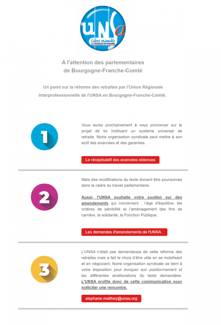 [UNSA ] #retraite, l’UNSA s’adresse aux parlementaires de la Région !