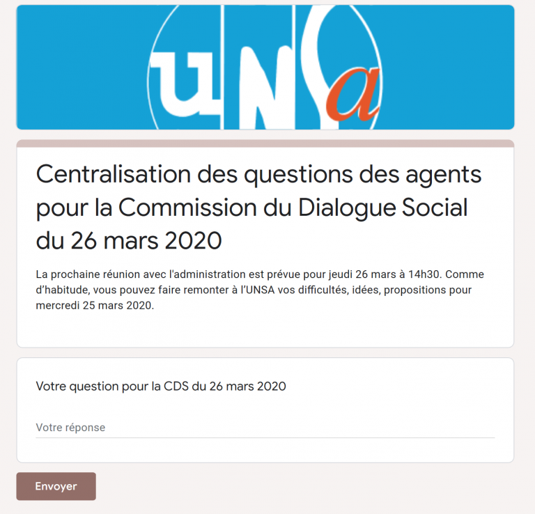 [UNSA] #coronavirus Préparons ensemble la prochaine réunion avec l’administration #vosQuestions