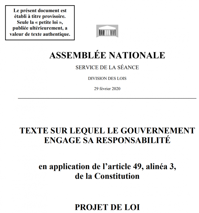 [UNSA] Réforme des retraites / 49.3 / Vous pouvez consulter sur le site de l’UNSA le projet de Loi adopté