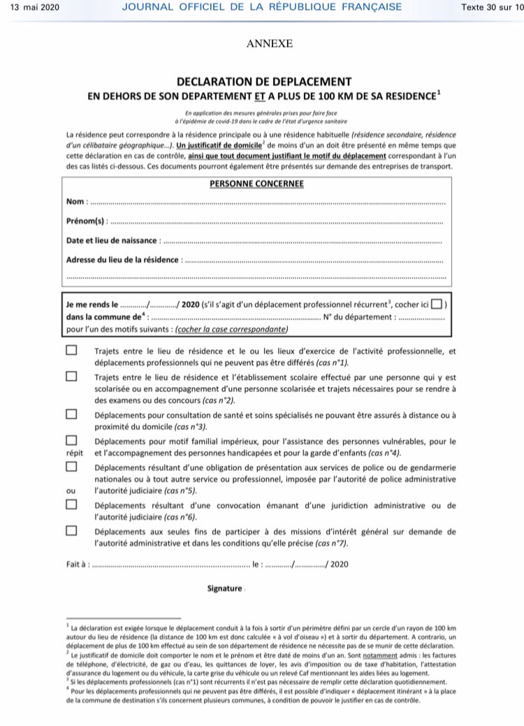 [UNSA] Modèle d’attestation pour les déplacements de +100 km