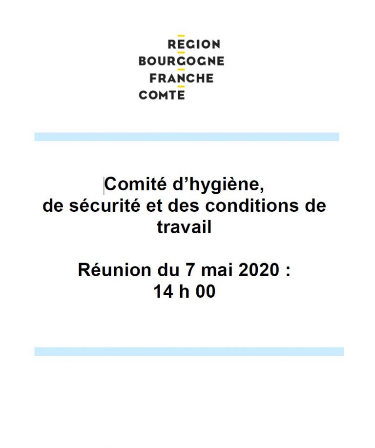 [UNSA] Ordre du jour du CHSCT du 7 mai 2020 avec la Présidente du Conseil régional