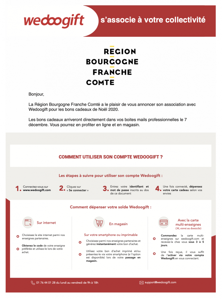 Je suis contractuel.le au Conseil régional de Bourgogne-Franche-Comté ai-je droit aux 45 euros en bons cadeaux WedooGift ?