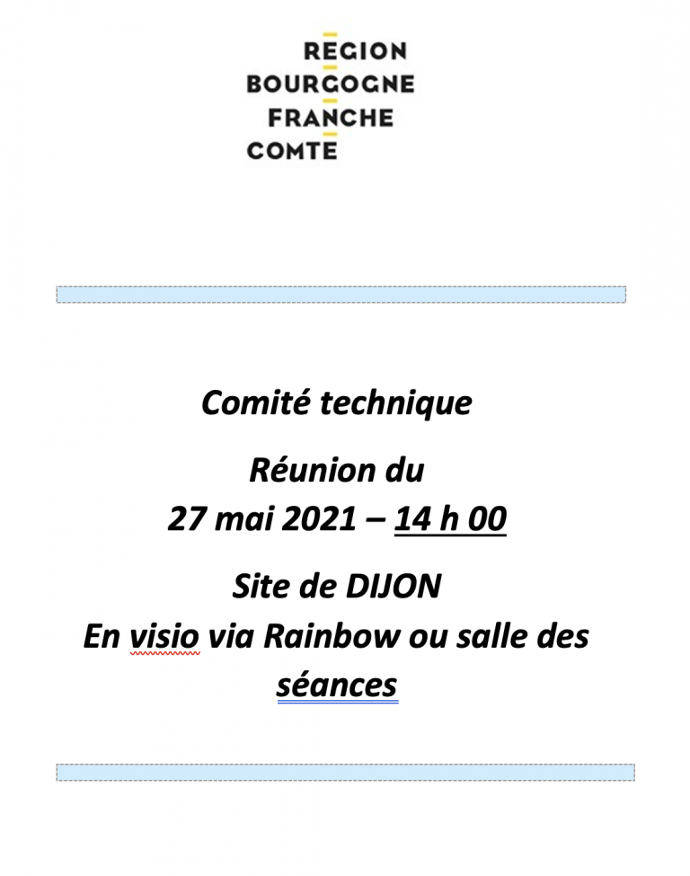 Ordre du jour du Comité technique du 27 mai 2021