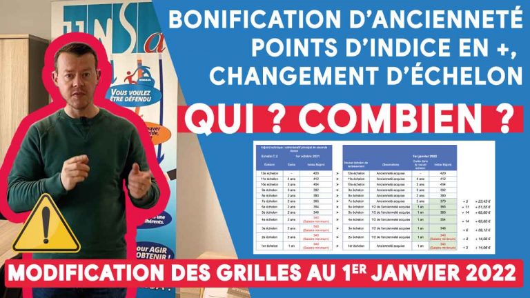 1erJanvier 2022 Qui bénéficie d’une bonification d’ancienneté ? de points d’indice en plus ? d’un changement d’échelon ?