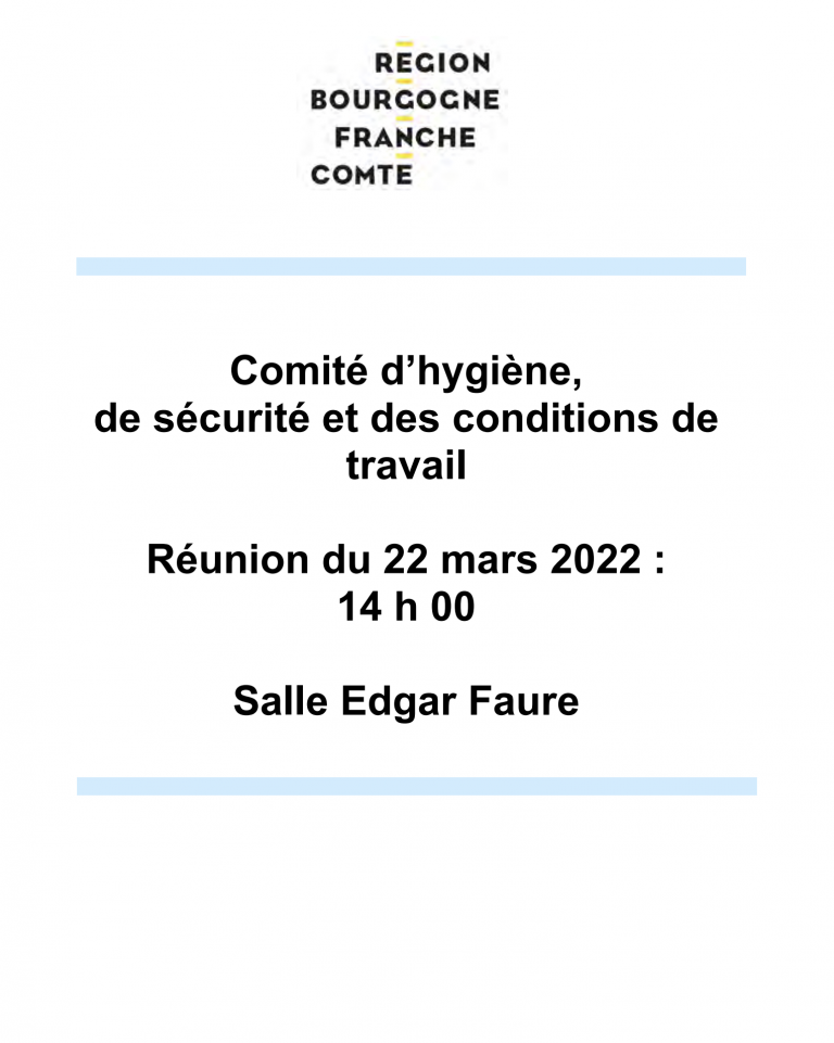 Ordre du jour du CHSCT du 27 mars 2022