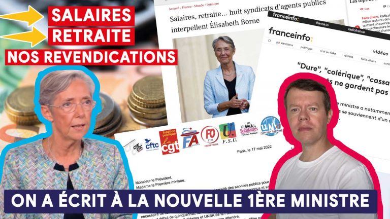 Urgence salaire. Agression sur nos retraites. On a écrit à Elisabeth Borne la nouvelle 1ère Ministre.