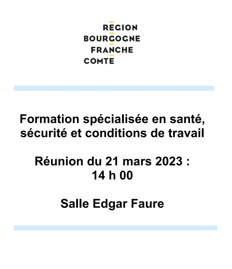 Ordre du jour de la F3SCT (ex. CHSCT) du mardi 21 mars 2023