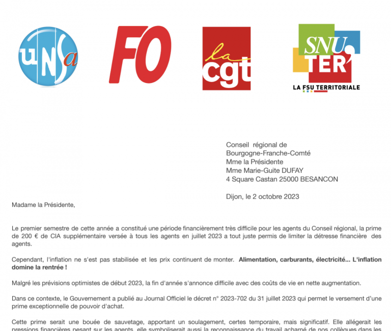 Action intersyndicale contre la réduction de la prime pouvoir d’achat : La FSU rejoint le combat de l’UNSA, FO, CGT 🤝 💶 🙏 💪