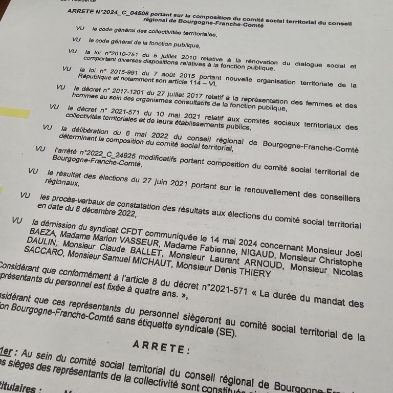 Départ massif des représentants CFDT au Comité Social Territorial 🚨