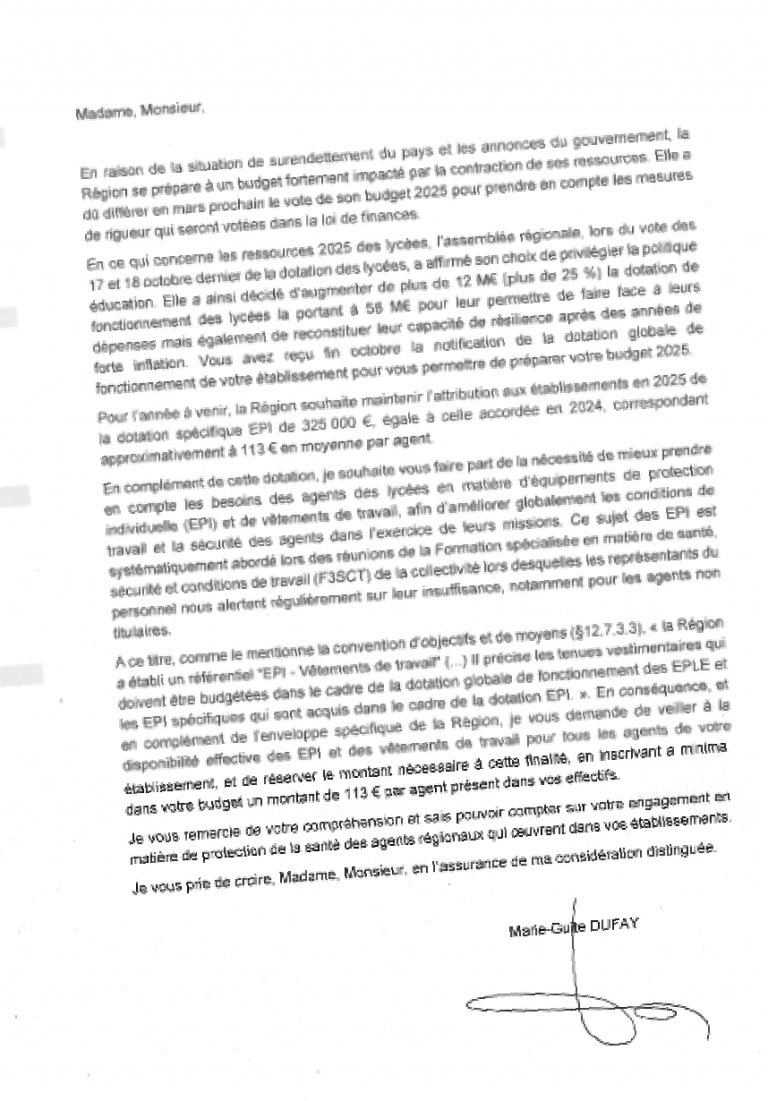 Bonne nouvelle : enfin une avancée pour les EPI et les vêtements de travail dans les lycées !