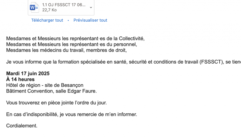 📅 Prochaine réunion F3SCT : 17 juin 2025