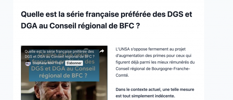 Quelle est la série française préférée des DGS et DGA au Conseil régional de BFC ?