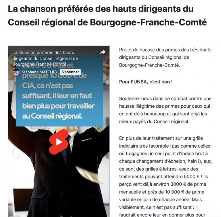 La chanson préférée des hauts dirigeants du Conseil régional de Bourgogne-Franche-Comté