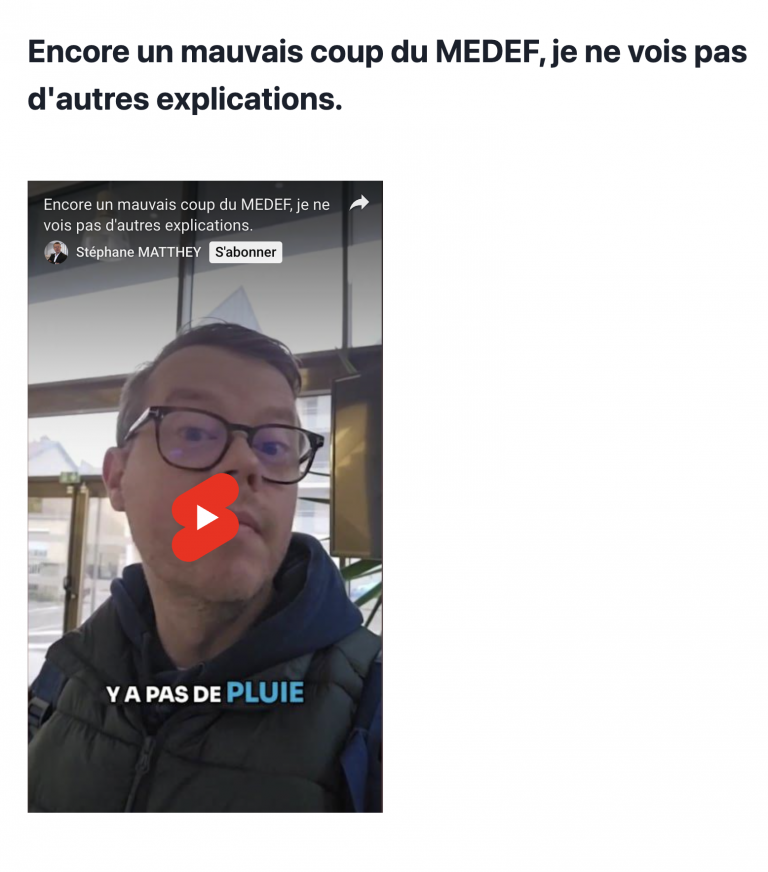 Encore un mauvais coup du MEDEF, je ne vois pas d&rsquo;autres explications.