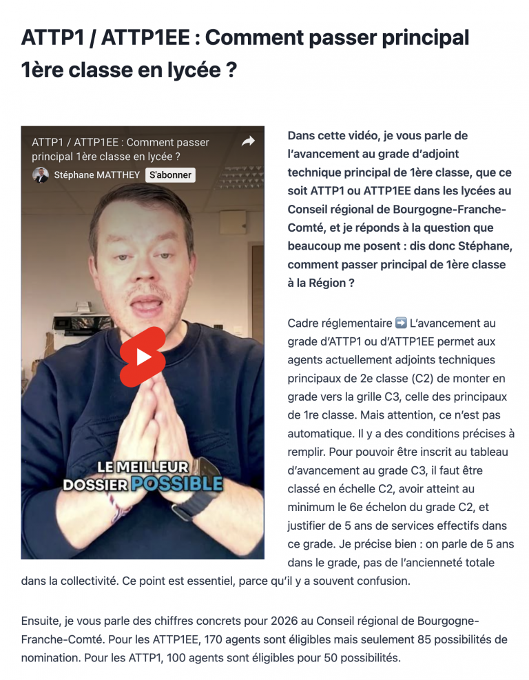 ATTP1 / ATTP1EE : Comment passer principal 1ère classe en lycée ?