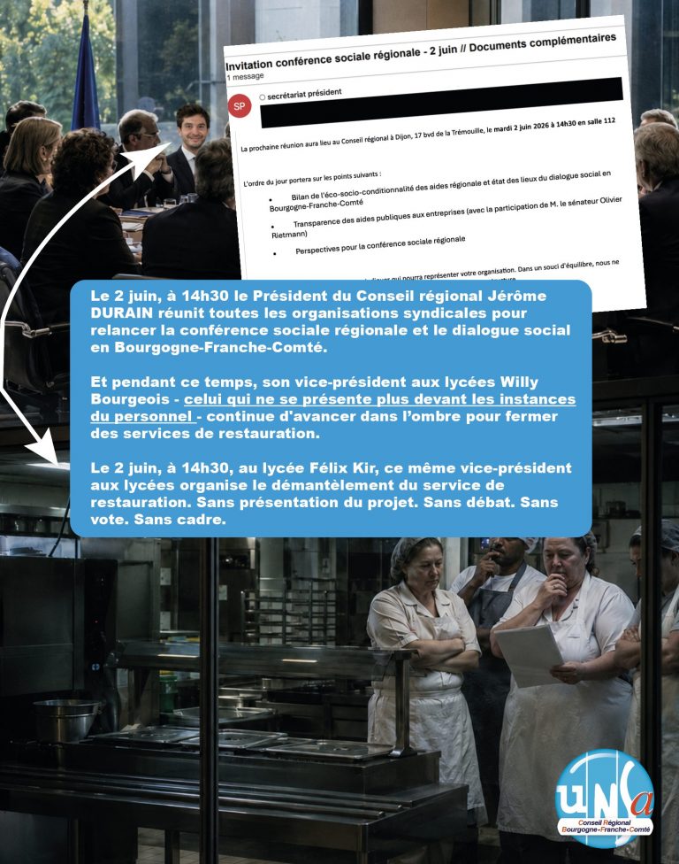 Cruel symbole pour le dialogue social au Conseil régional et nouveau couac (ou nouvelle stratégie ?).